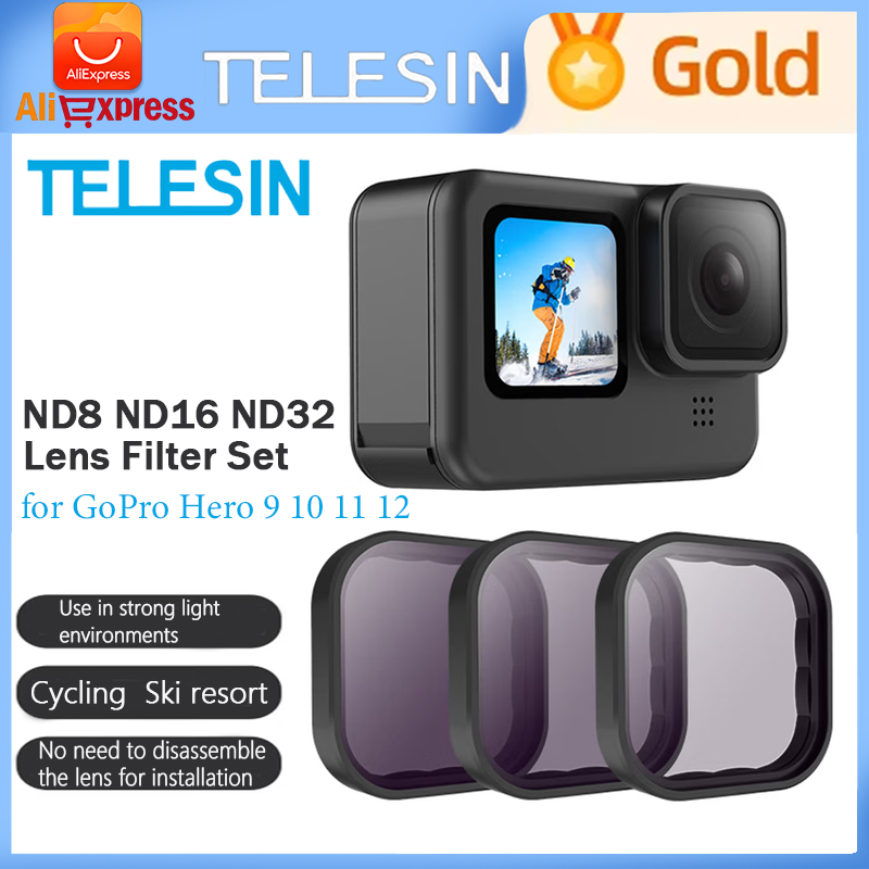 مجموعة فلاتر عدسات TELESIN GP9 - مراجعة Gopro Action Camera Hero 12 Black وسعره
