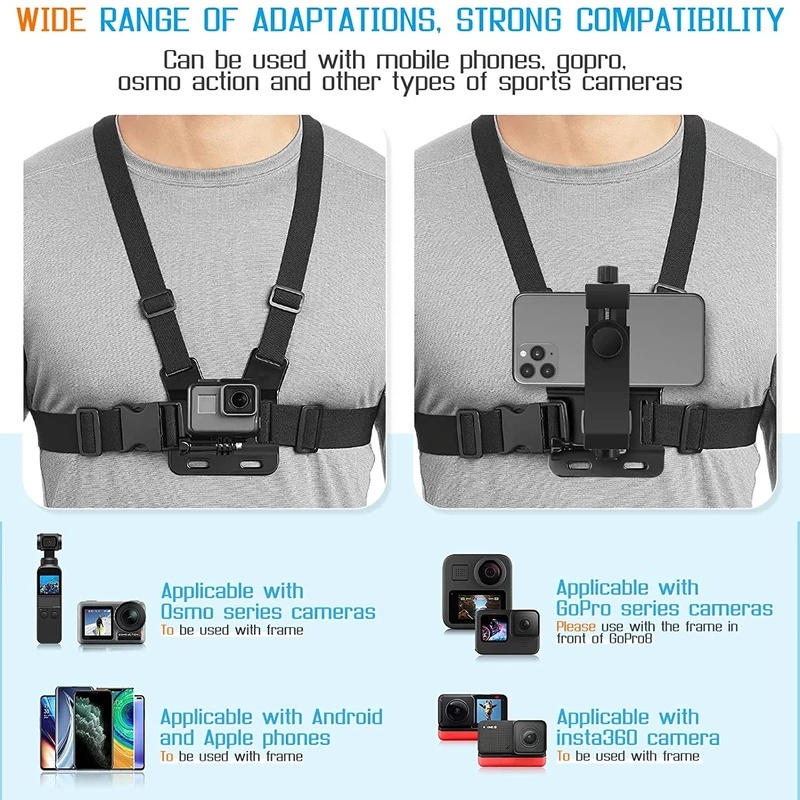 حزام تثبيت للهاتف على الصدر لآ - مراجعة Gopro Action Camera Hero 12 Black وسعره